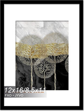 12X16 Picture Frame, Display Poster 8.5X11 with Mat or 12 X 16 without Mat, Ligh