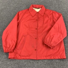 Vintage JC Penny Lined Red Jacket 70s 80s Adult Large Snap Button Front Pockets