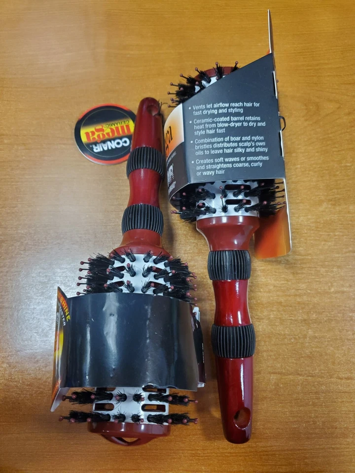2 Pack: Conair Mega Ceramic Hair Brush Porcupine Round Brush (9168)-R8P3a - Image 2 of 4