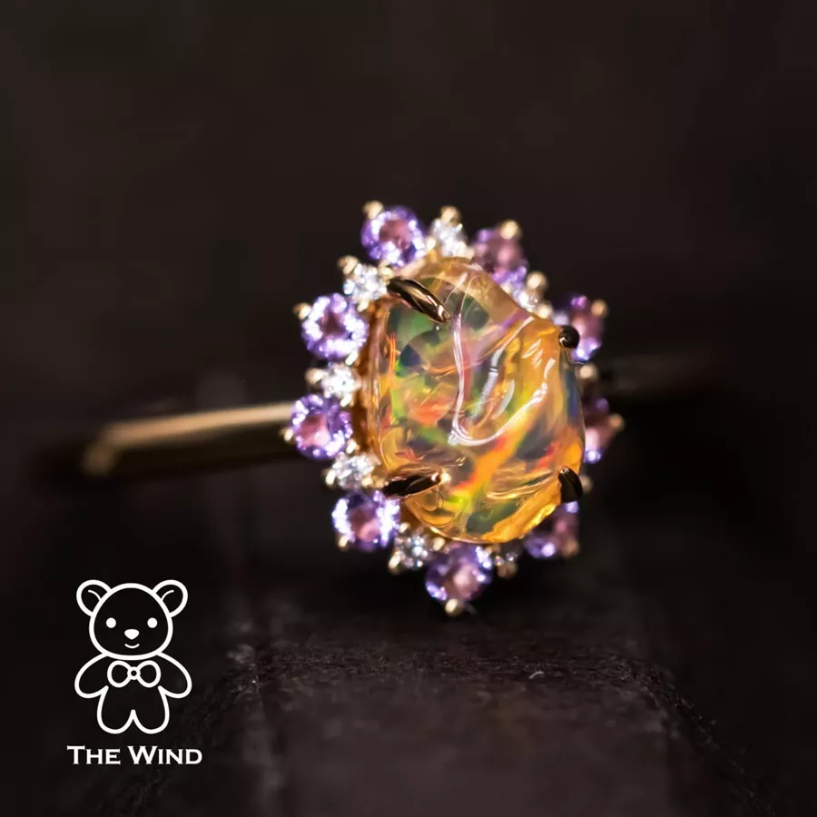 Fire opal 2024 and amethyst ring