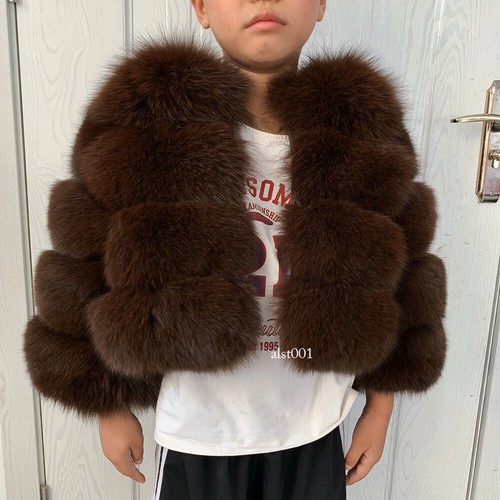 Children's Fur Jacket Real Fox Fur for Girls and Boys Aged 1-13 Years Old Kids - Picture 12 of 39