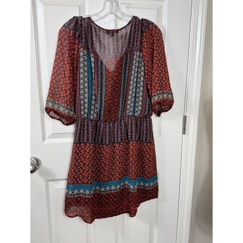 Be Bop Bohemian Dress Mini Floral Print Whimsigoth Festival Women's Large - Picture 2 of 7