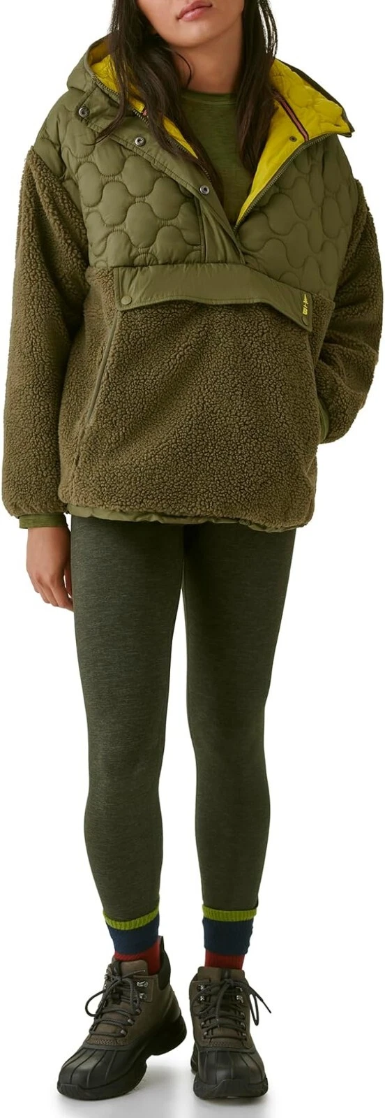 NWT Bass Outdoor Women Contrast Hood Sherpa Soft Pullover Size L $110 JK570