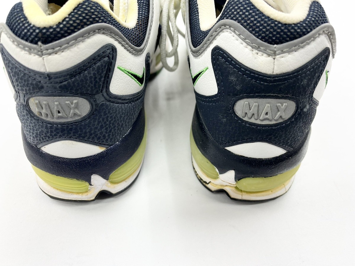 1996 Vintage Nike Air Max White Obsidian Scream Green Sz 11 1996 Vintage Nike Air Max White Obsidian Scream Green Sz 11