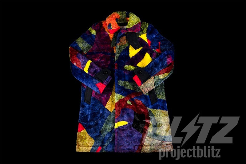 FW21 Sacai Kaws Jacquard Faux Fur Coat Multicolor Unisex Sz 2 M | eBay