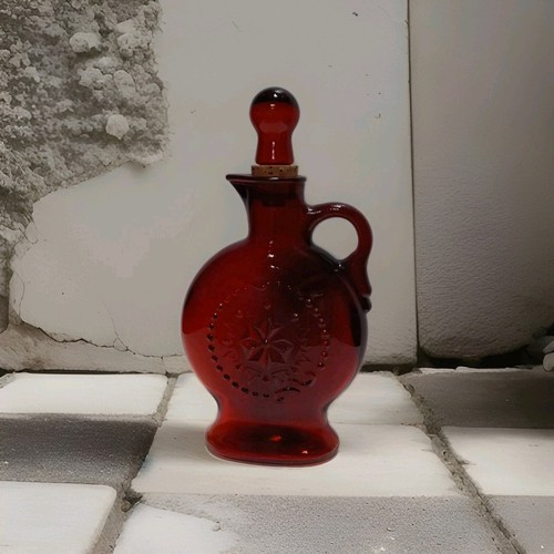Vintage Wheaton Ruby Red Decanter Glass Stopper Bottle 9”