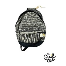 Black White Tribal Geometric Canvas Backpack Adjustable Straps Front Pocket