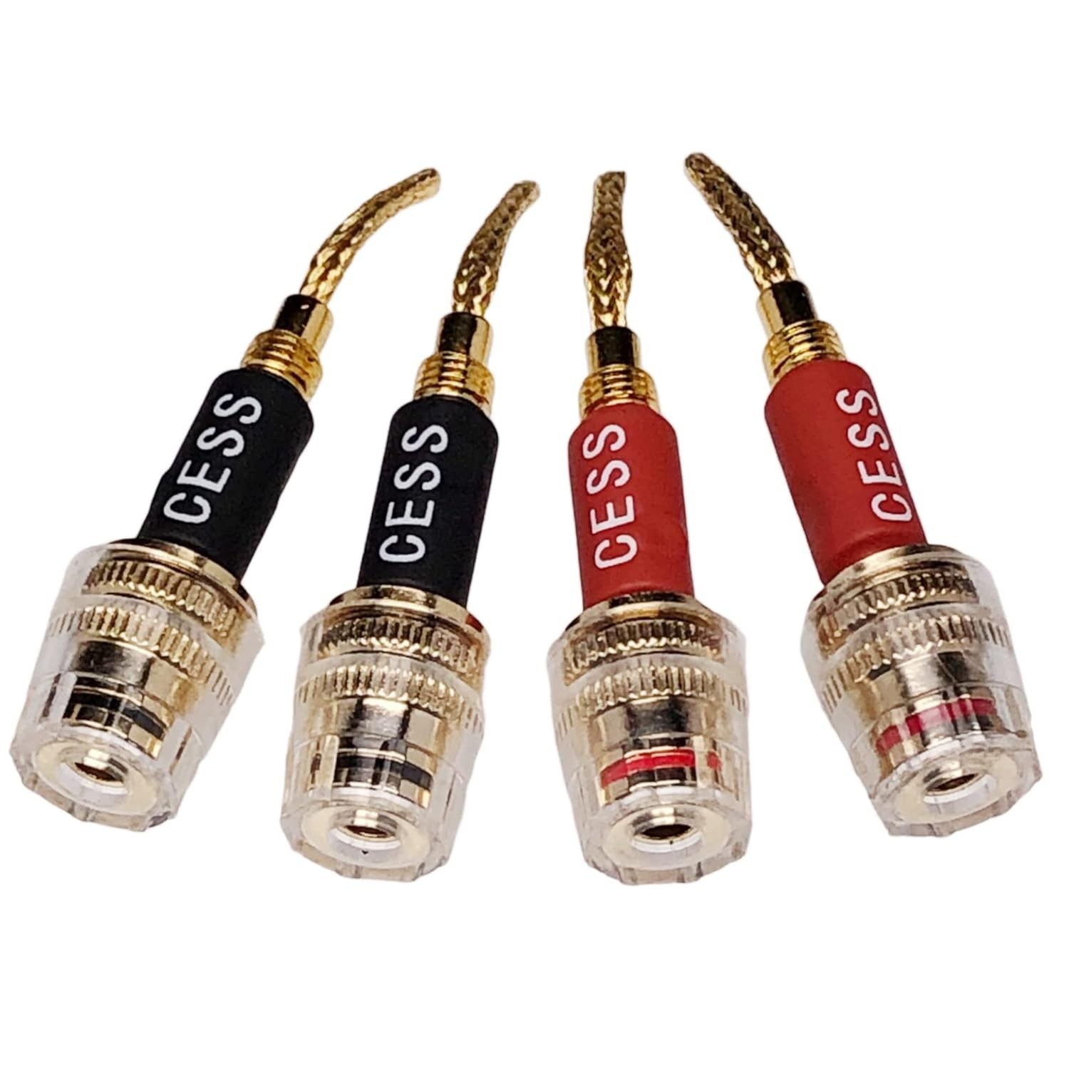 CNCESS CESS-220 Pin Banana Plug to 4mm Female Jack/Speaker Black & Red 