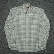 Orvis Shirt Men Medium Gray Plaid Active Fit Fishing Long Sleeve Outdoors Hiking