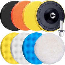 SIQUK 9 Pieces Car Buffing Pads 6 Inch Polishing Pads Foam Polisher Pads Car ...