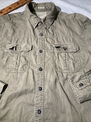 Camicia American Eagle uomo grande alta verde foresta di ulivi militare abbottonata - Foto 2 di 11