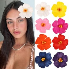 8 Packs Hawaiian Flower Hair Clips for Women, Non Slip Flower Clips for Hair,
