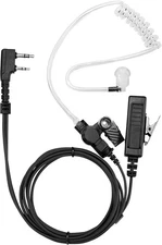 Two Way Radio Headset Compatible with Baofeng, Kenwood 2 Pin Black Cable 