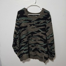 Barefoot Dreams Cozy Chic Seaside Crew Neck Pullover Camo Green Size XL NEW