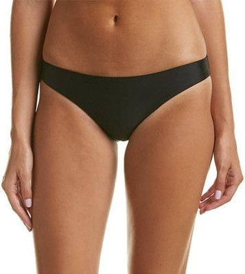 PQ Swim Women's Large Black Ruched Bikini Bottoms Moderate Rise Fuller Coverage