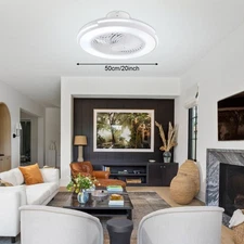 20" Modern Ceiling Fan with LED Light Chandelier Fl h Mount Lamp Remote Control