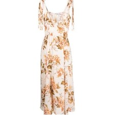 Reformation Floral Sleeveless Bow Tie Smocked Slit Nadira Bella Midi Dress 8