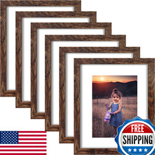 Ziranling 11X14 Picture Frame Rustic Brown Wood Set Of 6Display Pictures 8X10