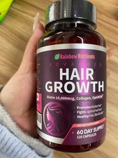 NEW Rainbow Nutrients ADVANCED Hair Growth Vitamins   Biotin 10,000mcg, Collagen