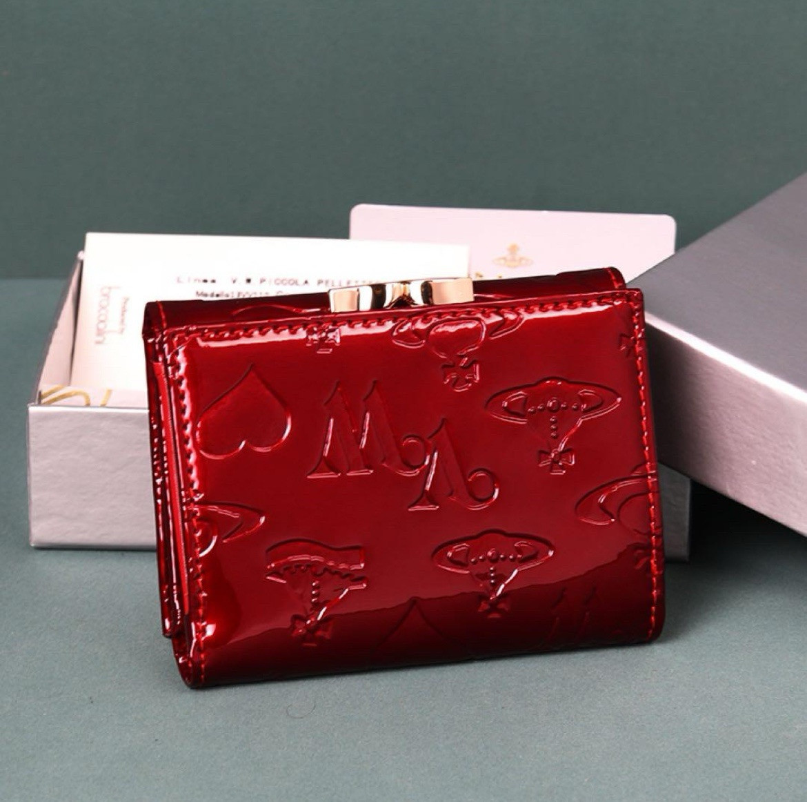 Vivienne Westwood Gamaguchi Trifold Wallet Color Red orb Enamel