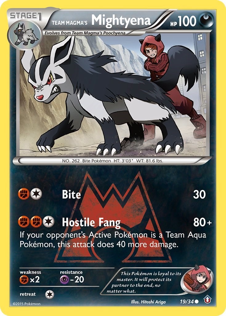 Team Magma's Mightyena 19/34 Double Crisis Pokemon MP