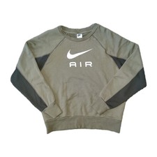 NIKE Air French Terry Crew Sweatshirt Mens Medium Olive Green Pullover Big Logo