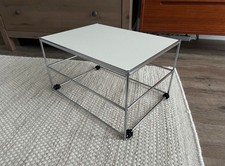 USM Haller Beistelltisch Upcycled Design Tisch Chrom Weiß Nachttisch Metall