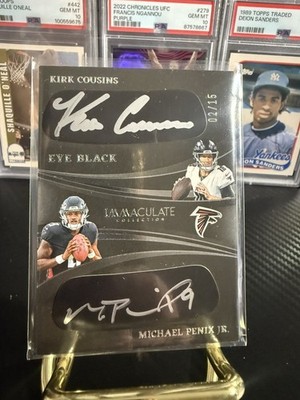 2024 Panini Immaculate Eye Black Kirk Cousins Michael Penix Jr  /15 Dual Auto