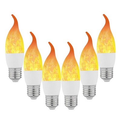 6 Pack E26 Led Flame Effect Light Bulbs 3 Modes Flickering Flame Tip Candelabra