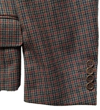 Mens Canali Wool Sport Jacket Long Sleeve Plaid Herrigbone Multicolor Italy 50 R
