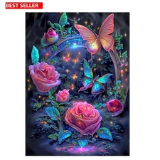 Diamond Painting Kit Adults Rose Flower Round Full Drill 5D DIY 12x16 In Decor