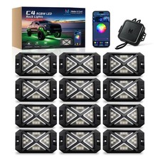 MICTUNING C4 12 Pods RGBW LED Rock Lights, Color Changing APP Underglow Neon Kit