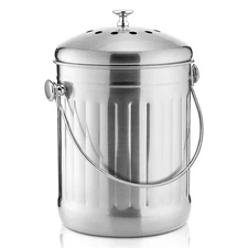 ENLOY Compost Bin for Kitchen Countertop, 1.3 Gallon Stainless Steel Indoor C...