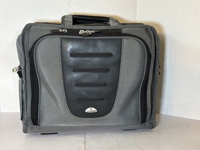Samsonite Black Leather Briefcase Laptop Bag Business Travel Case w/ Strap-LOOK