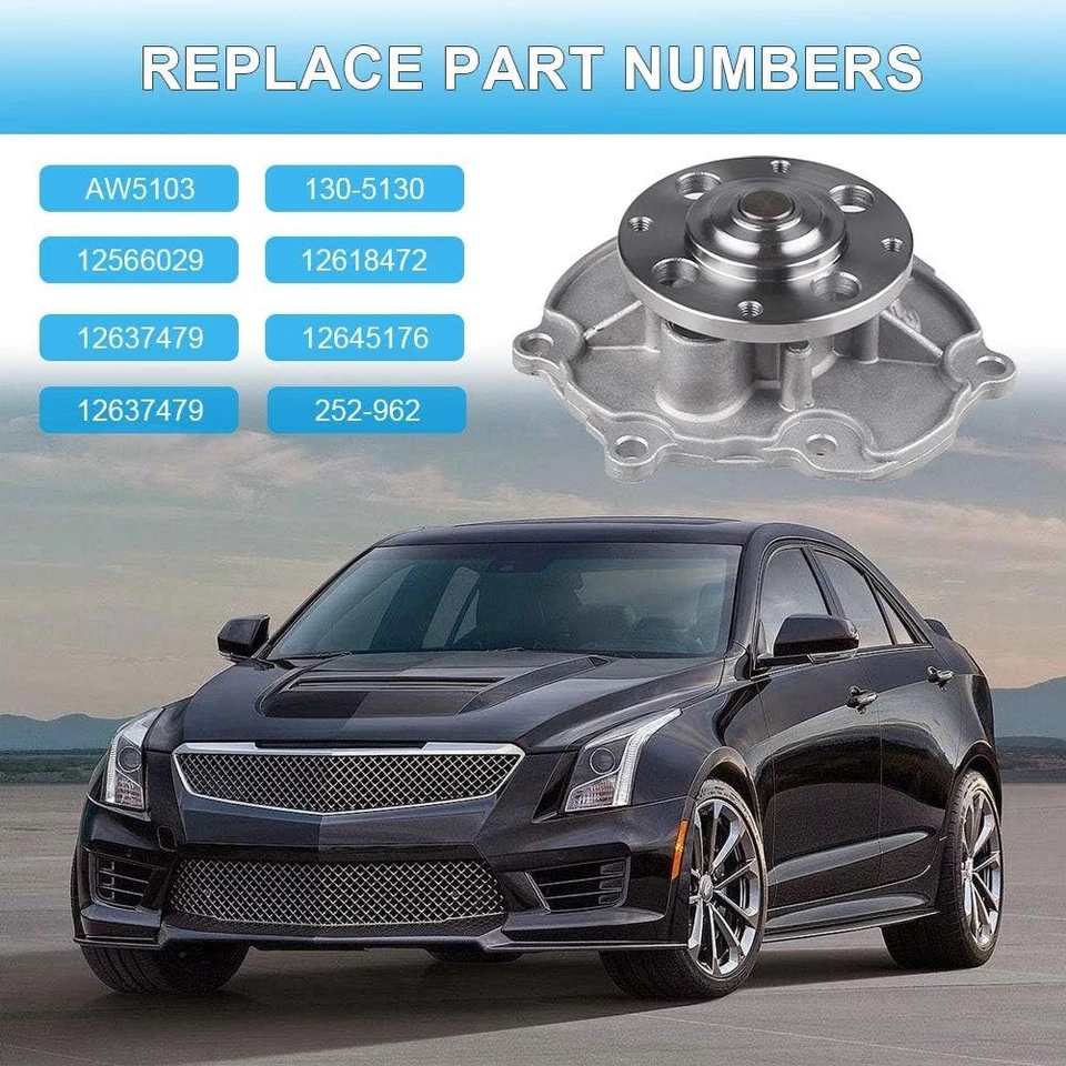 Bomba de agua AW5103 para Buick Chevrolet Cadillac GMC 2004-2017 2,8 L 3,0 L 3,6 L V6 Foto 3 de 4