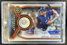 2021 Topps Tribute Rafael Devers Stamp of Approval Jersey Orange #/25 Red Sox