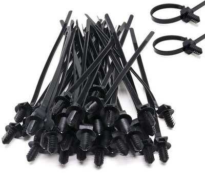 40 Pcs Push Mount Zip Ties 8.3 Inch Nylon Car Mount Wire Ties Snap In Cable Zip