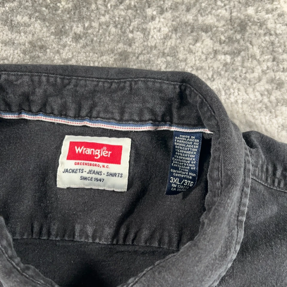 Camisa Levis Western Para Hombres 3XL Negra Sarga Perla A Presión Manga Larga Vaquero Ropa de Trabajo Foto 4 de 4