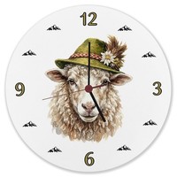 Schaf Mit AlpenläNdischem Trachtenhut Wanduhr Aus Alu
