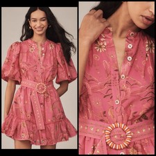 Farm Rio x Anthropologie Short-Sleeve Button-Front Mini Dress Size XS Details!!