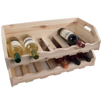 Holz Flaschenablage 2 Ebenen 12 Flaschen Arbeitsplatte Aufbewahrung Halter Natur Kiefer