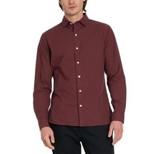 Ted Baker Men's XL Red Button-Up Shirt Cotton Houndstooth Long Sleeve N1366