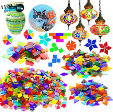 1100 Pcs Mosaic Tiles Glass Mosaic Tiles for Crafts Bulk Stained Mosaic Glass.