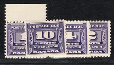 Canada 1933-34 set never hinged mint, 1c with 3 perfs thinned SG D14-D17 cat £60