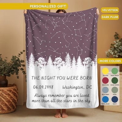 Personalized Star Map Blanket Custom Sky Night Gift Unique Memory