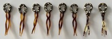 LOT OF 8 VINTAGE FAUX TORTOISE SHELL RHINESTONE HAIR CLIPS