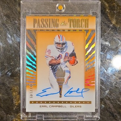 2022 Panini Clearly Donruss Passing the Torch Earl Campbell Auto 077/149 Oilers