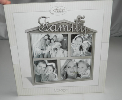 Fetco Home Decor ''Family'' Metal Collage Photo Frame House Shape* NEW 9.5''x9''