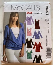 McCall's Pattern M5271 Women's Tops & Tank Tops 8 Styles Size L-XL Uncut