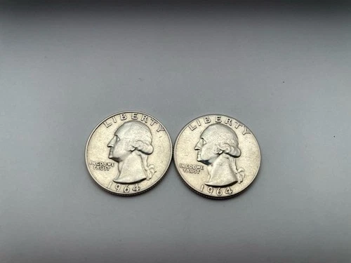 1964 (P) & D Washington Silver Quarters AU